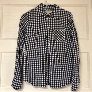 White and Navy Gingham Button Down